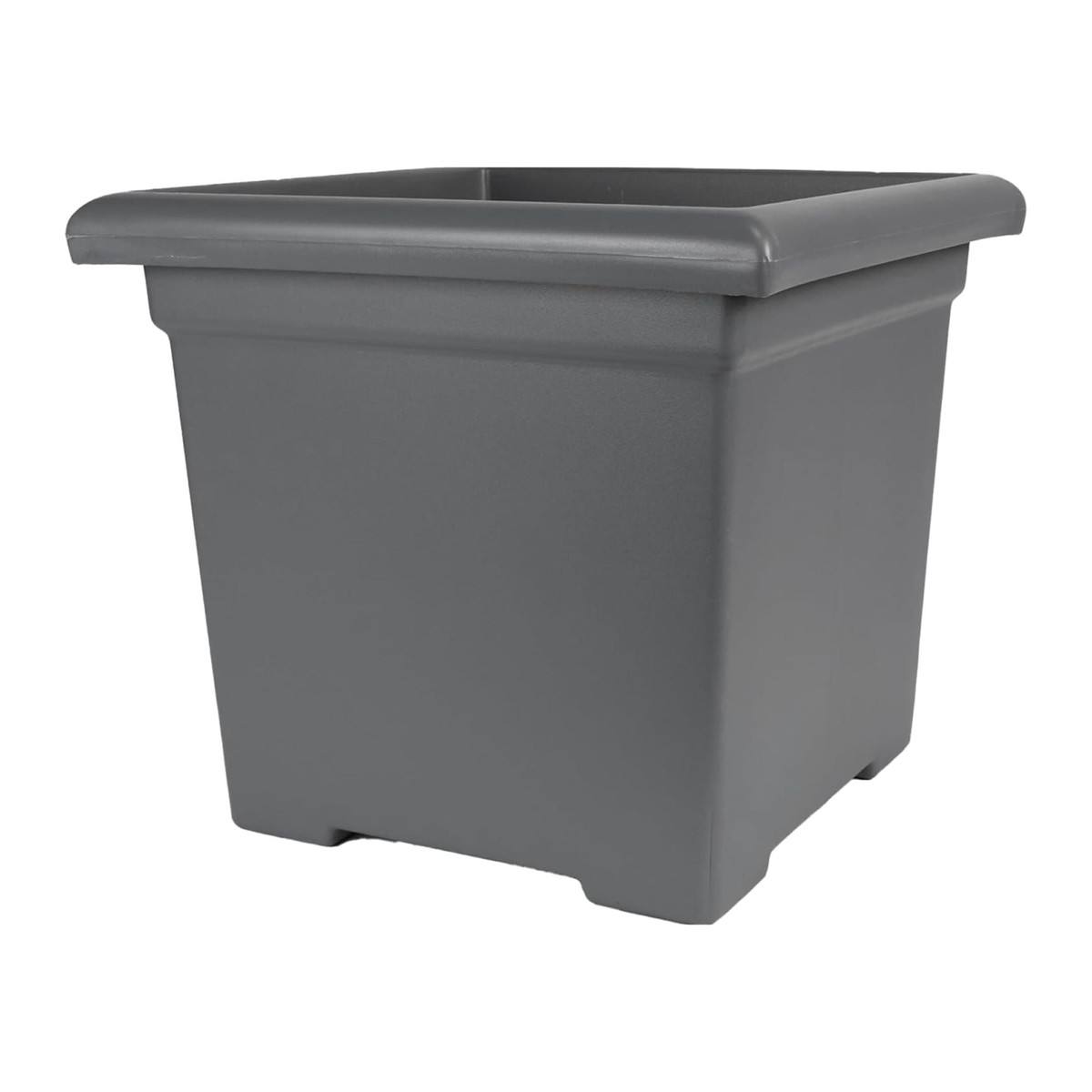 The HC Companies Accent Square Plastic Plant Pot with Drainage, 15.5", Warm Gray
