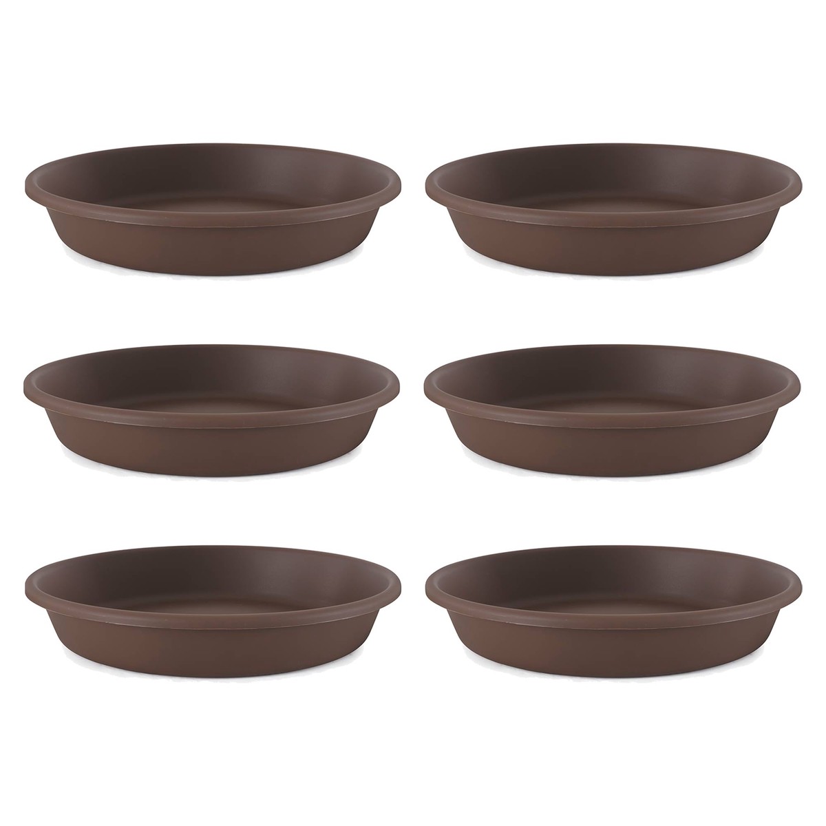 The HC Companies Classic 21" Deep Plastic Round Plant Pot Saucer, Brown (6 Pack)