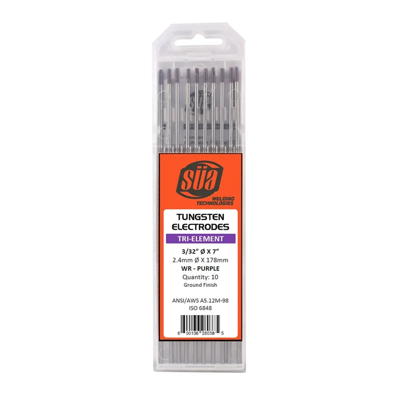 Tri-Element Tungsten Electrode – TIG Welding – (Purple Tip) – (10 PACK)