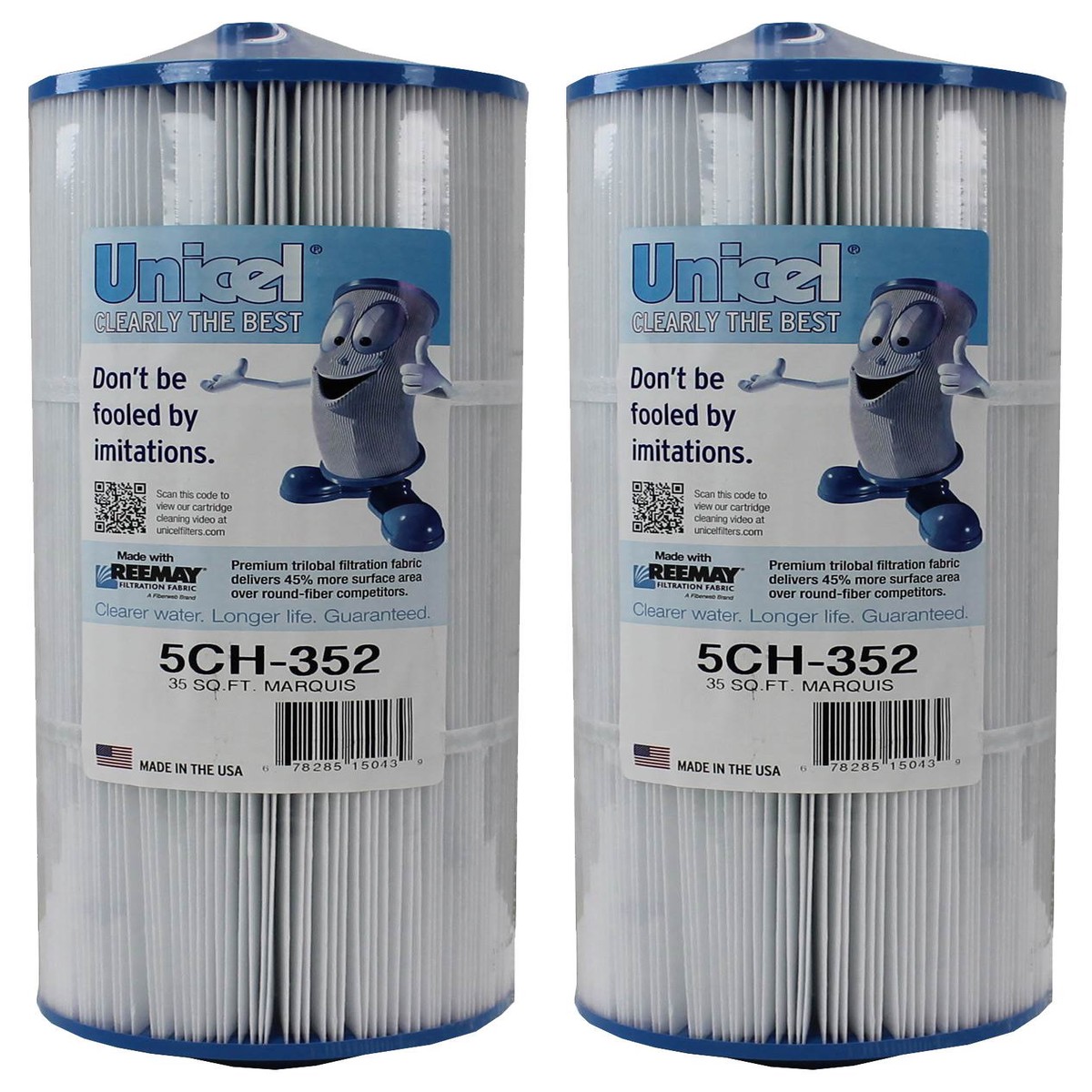 Unicel 5CH-352 Replacement 35 SqFt Filter Cartridge for Spa, 151 Pleats (2 Pack)