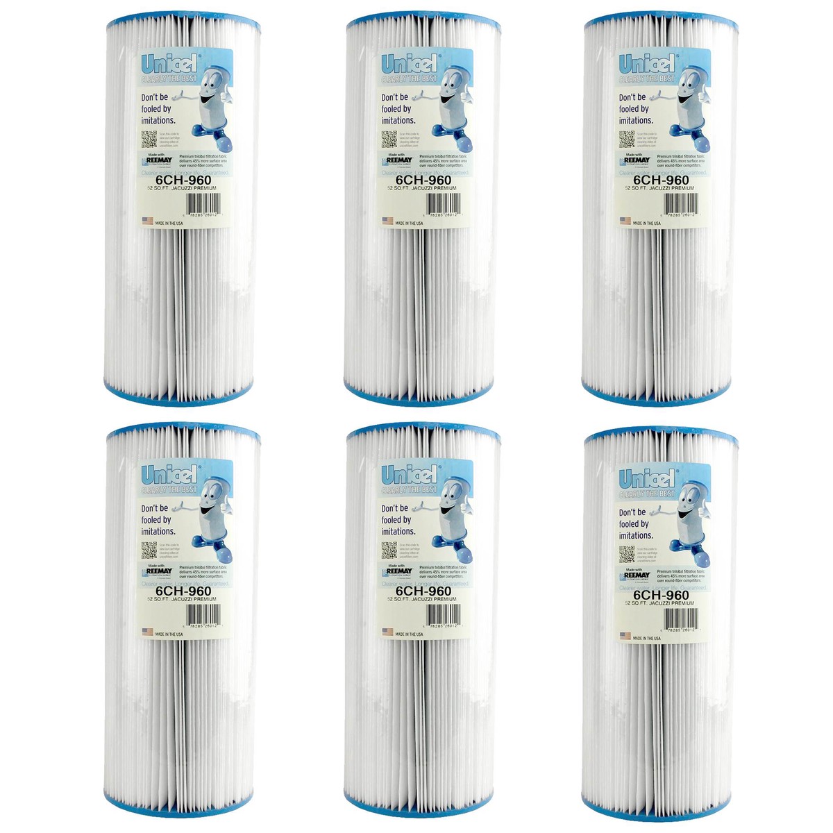 Unicel 6CH-960 Replacement 52 SqFt Filter Cartridge for Spa, 113 Pleats (6 Pack)