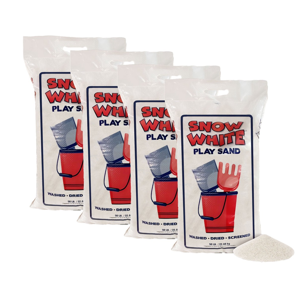 US Silica 50 Pound Bag Snow White Play Sand for Sand Tables, White (4 Pack)