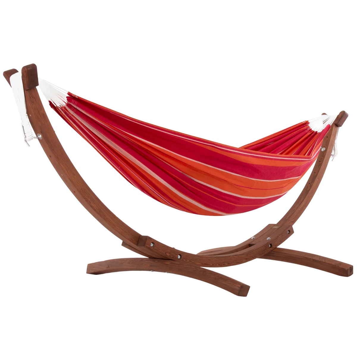 Vivere Double Cotton Hammock, Comfortable Daybed with Wood Frame, 8', Mimosa