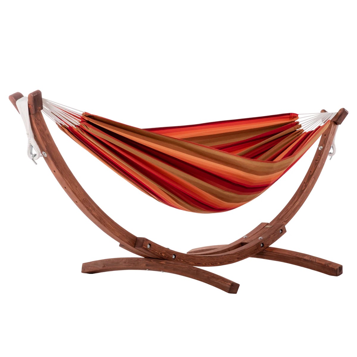 Vivere Double Cotton Hammock, Comfortable Daybed with Wood Frame, 8', Sunset