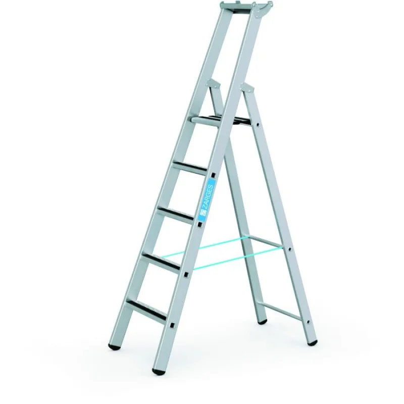 Zarges Z600 Flanged R13 Anodised Stepladder – 5 Tread